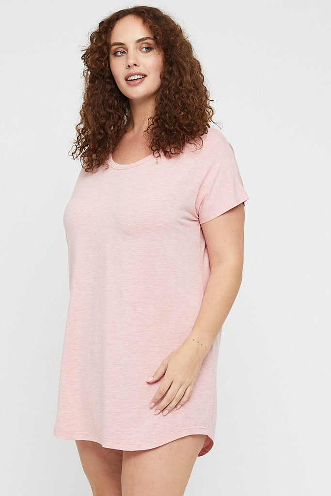 Curvy mini night dress in pink marle.