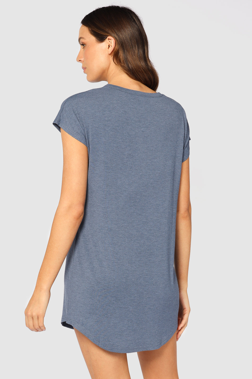 Back view of lightweight and comfortable blue night dress