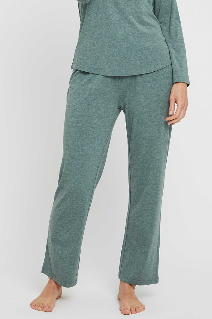 A pair of moss green relax PJ Pants with a drawstring waist