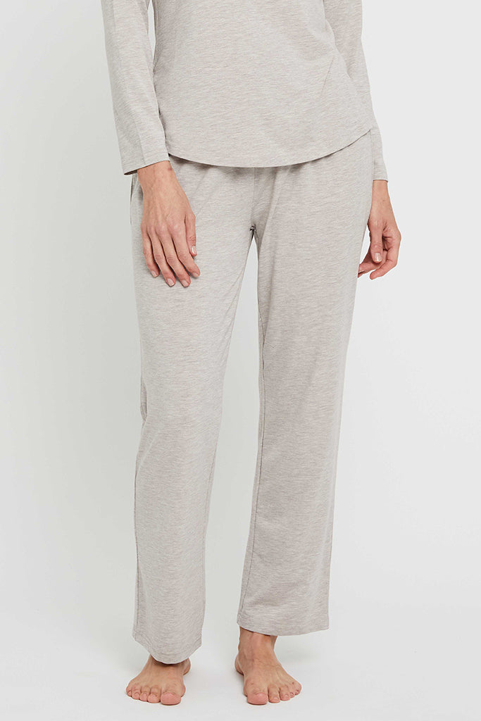 A pair of beige relax PJ Pants with a drawstring waist, made from a bamboo fabric blend