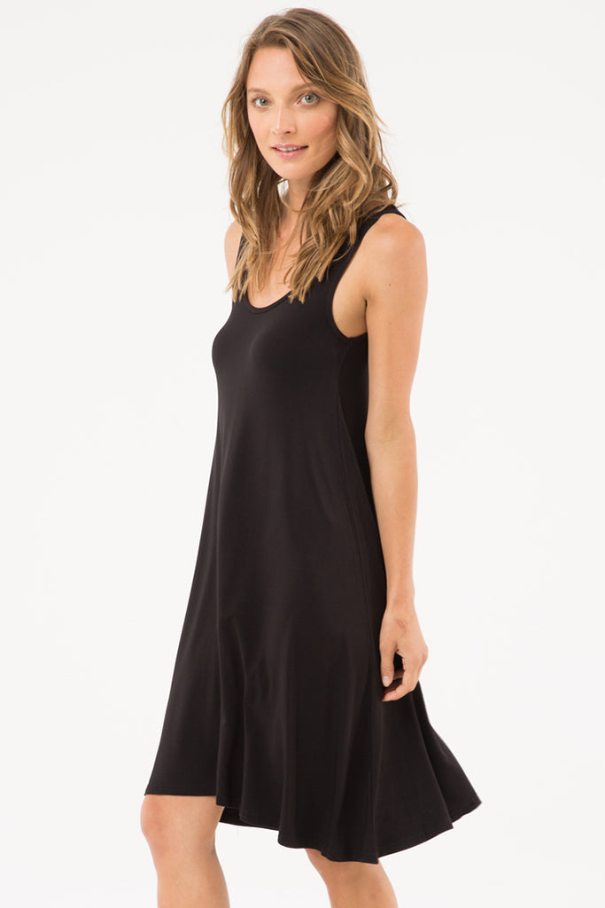 Sleeveless black bamboo dress