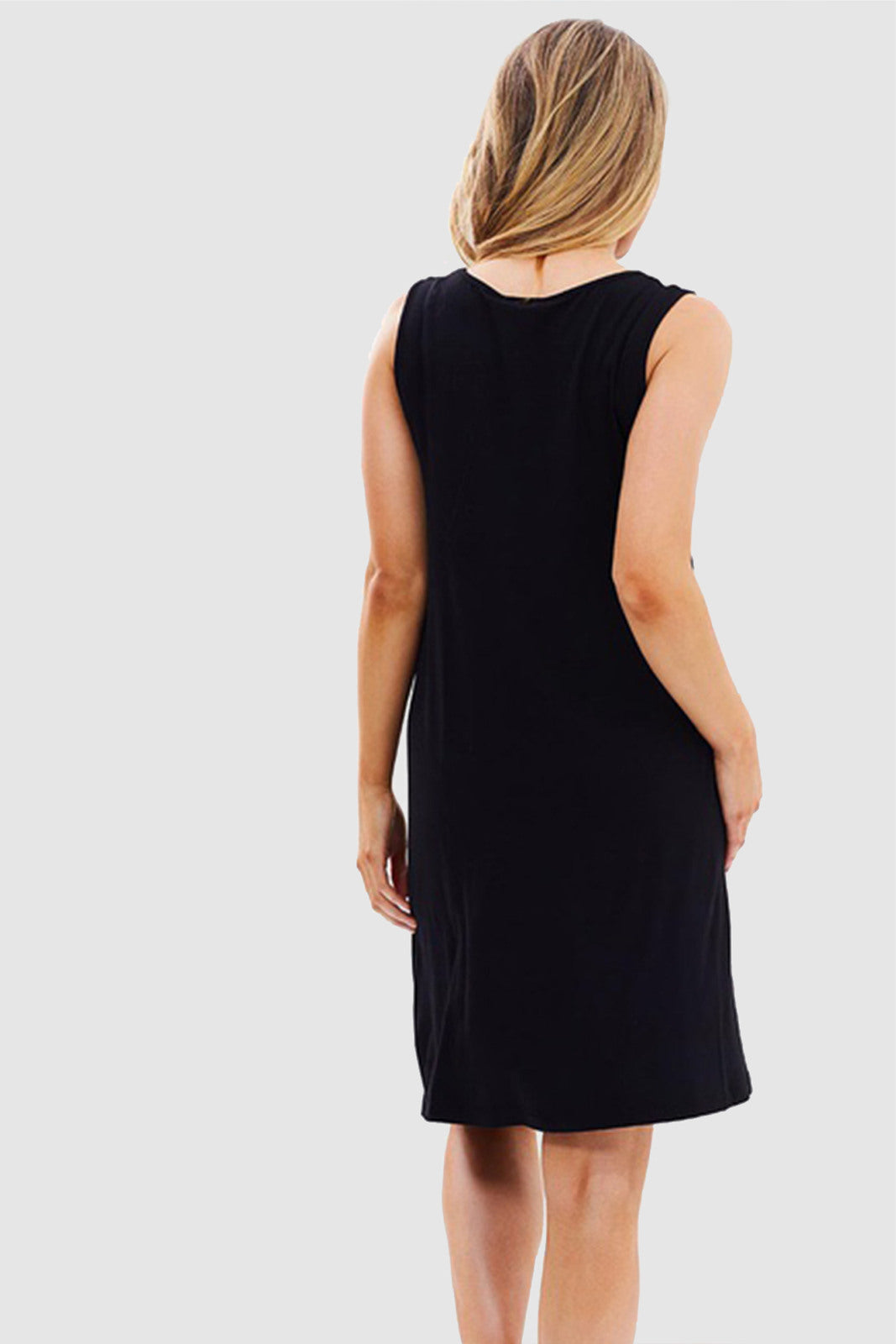 Black Adele Maternity Dress with soft bamboo fabric, designed for comfort and flexibility during pregnancy