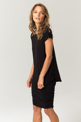 Ruched Bamboo Skirt - Black