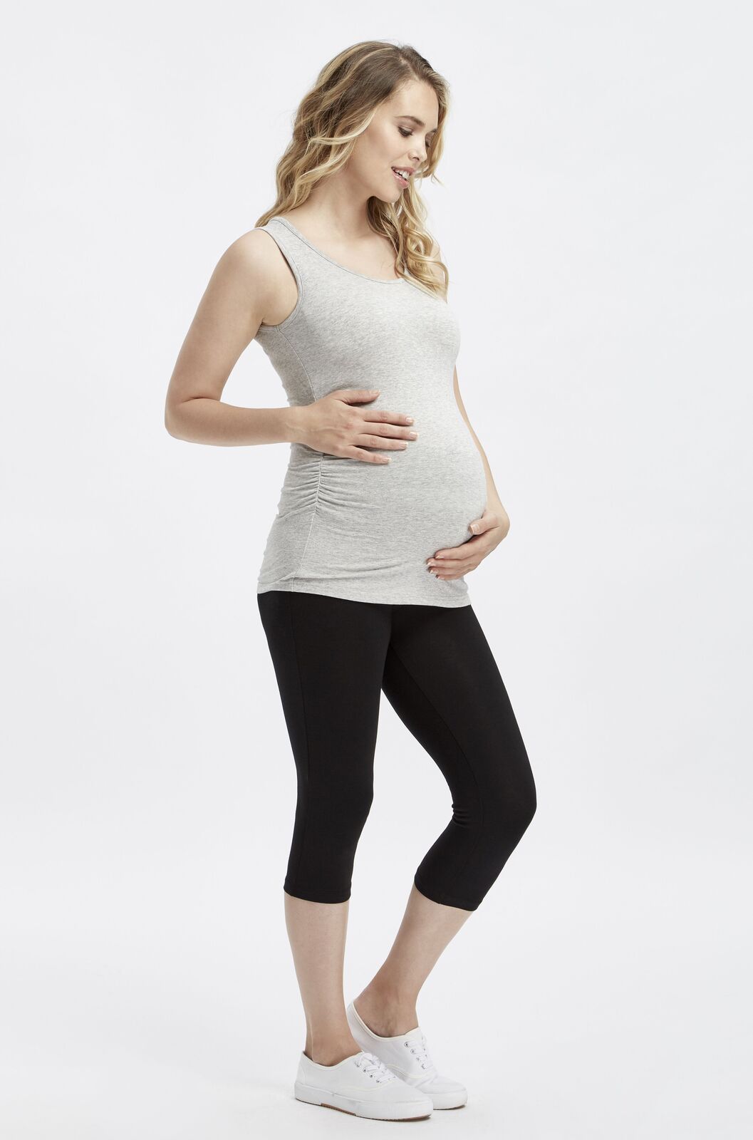 3/4 Maternity Leggings Black Bamboo Body