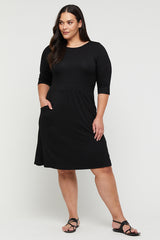 3/4 Sleeve Beth Dress - Black