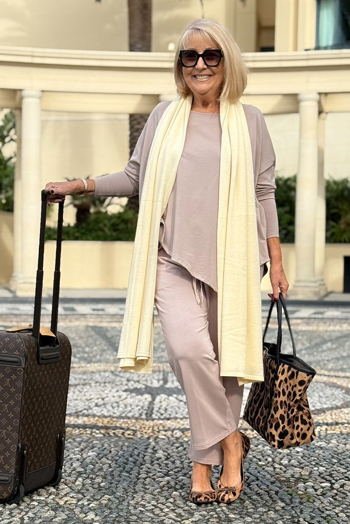 Bamboo & Recycled Cashmere Wool Travel Wrap - Vanilla