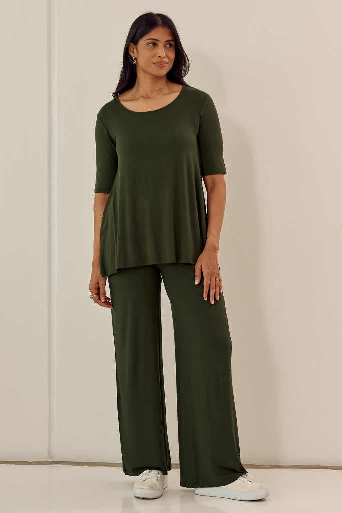 Luxe Wide Leg Pants - Moss