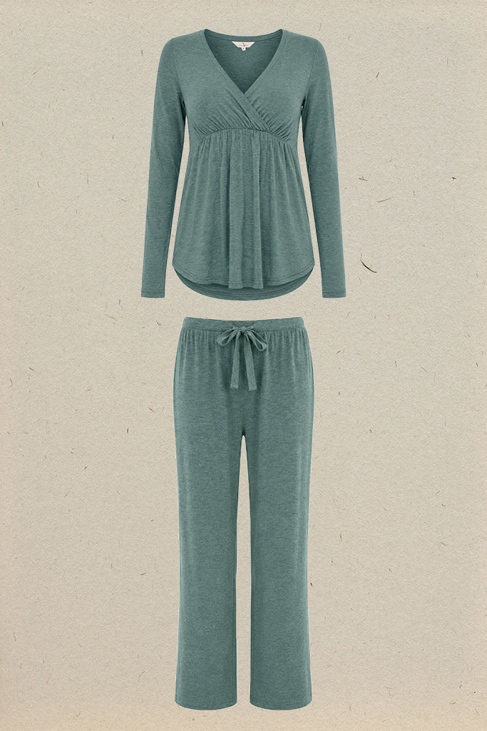 Cross Front PJ Set - Moss