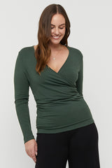 L/S Cross Front Top - Forest
