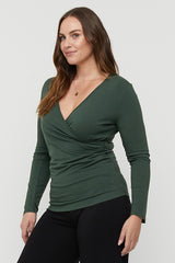L/S Cross Front Top - Forest