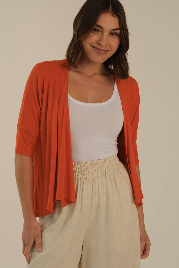 Bamboo Drape Cardi - Flame