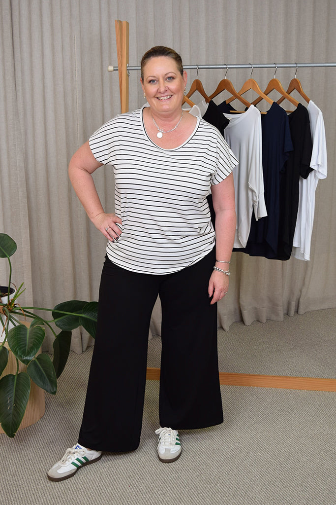 Eadie Top - White & Black Stripe
