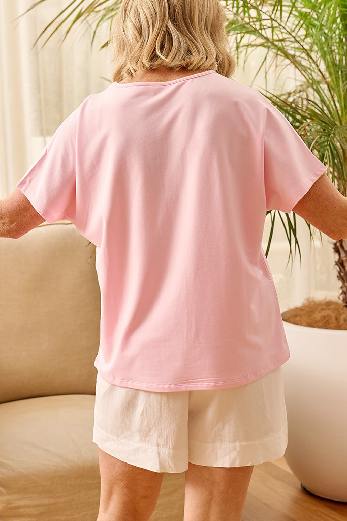 French Terry Pax Tee - Pink