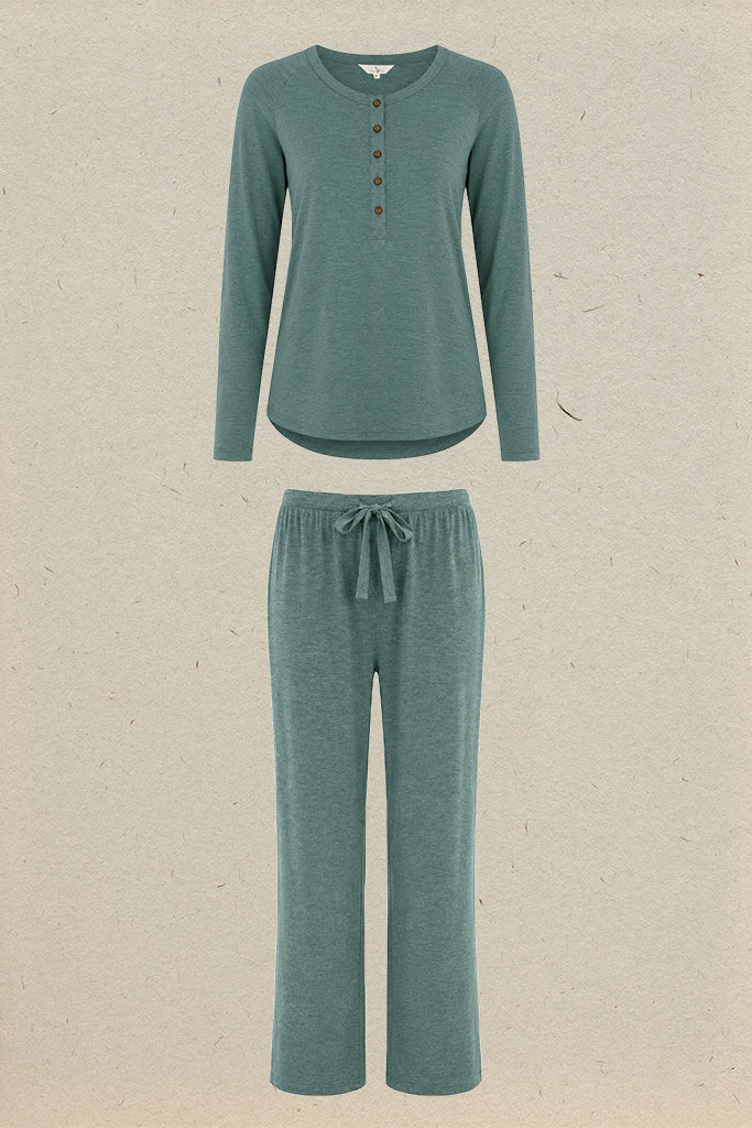 Henley PJ Set - Moss Green