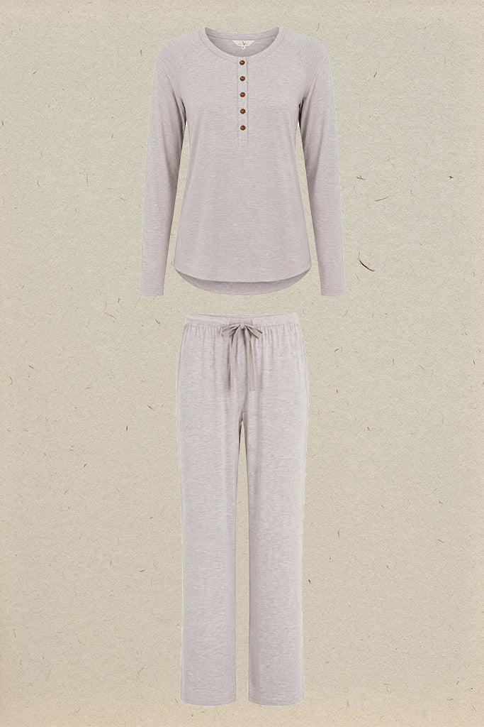 Henley PJ Set - Oatmeal