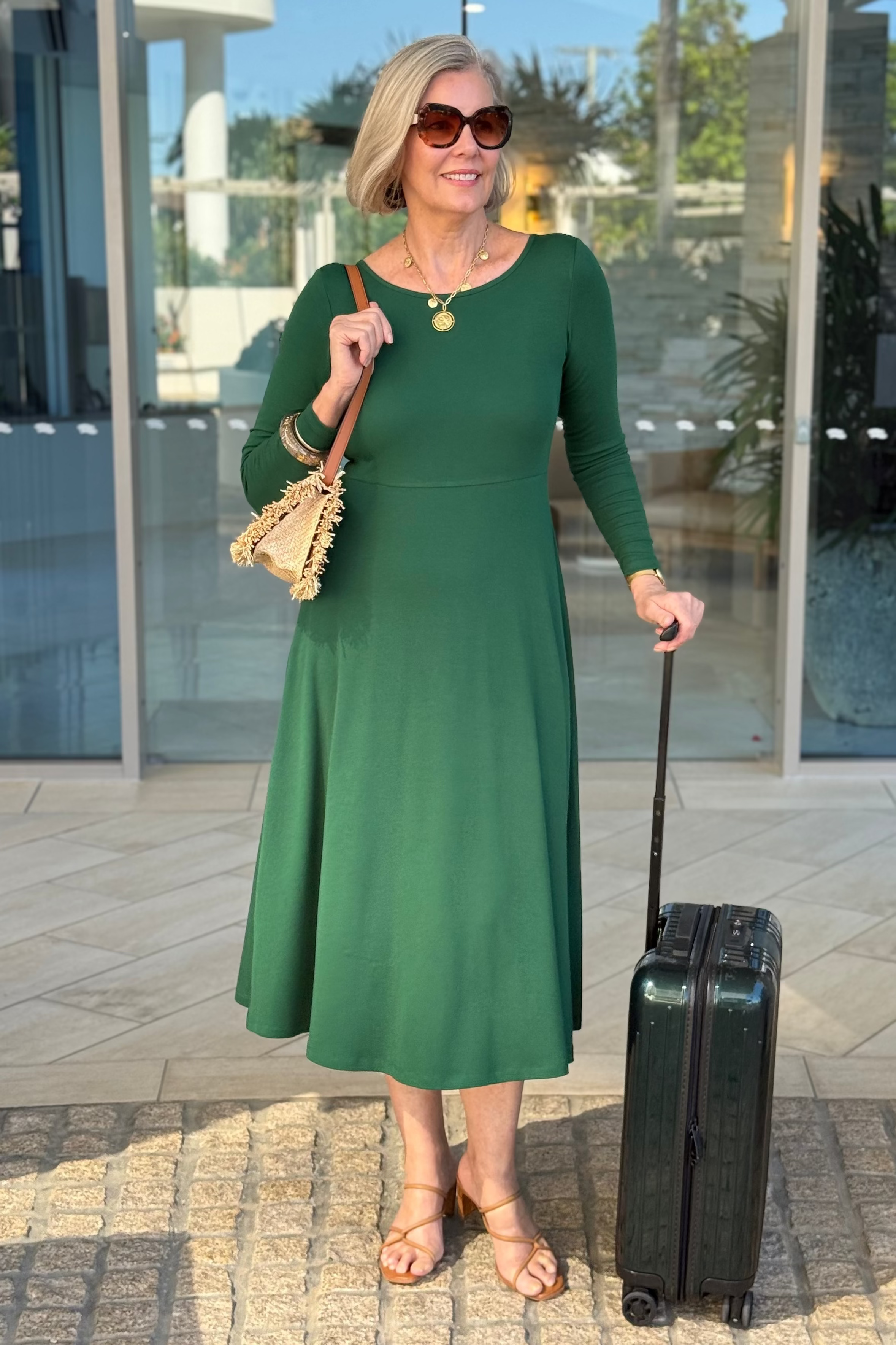 Ribbed Olivia Dress - Winter Green