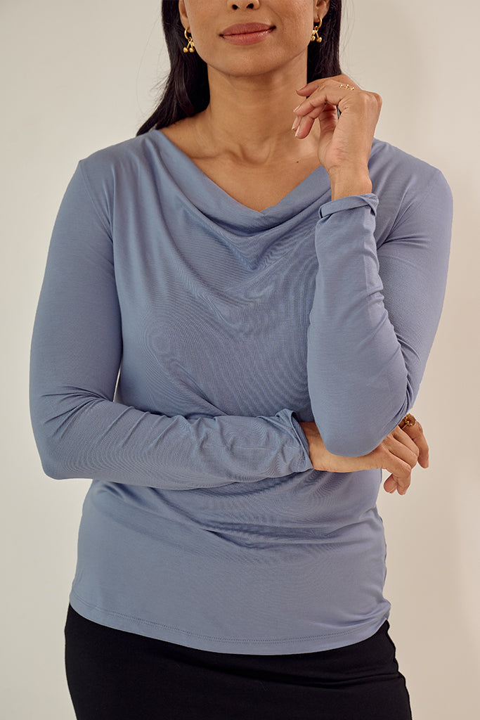 Long Sleeve Cowl Neck Top - Tempest