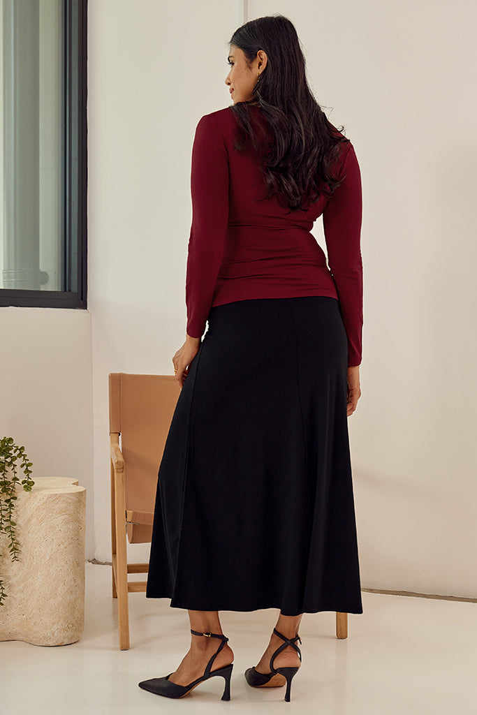 L/S Cross Front Top - Rich Red