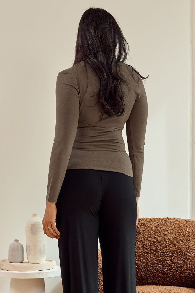 L/S Cross Front Top - Slate