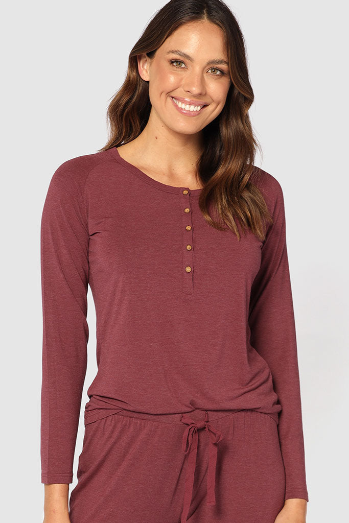 Henley PJ Set - Burgundy
