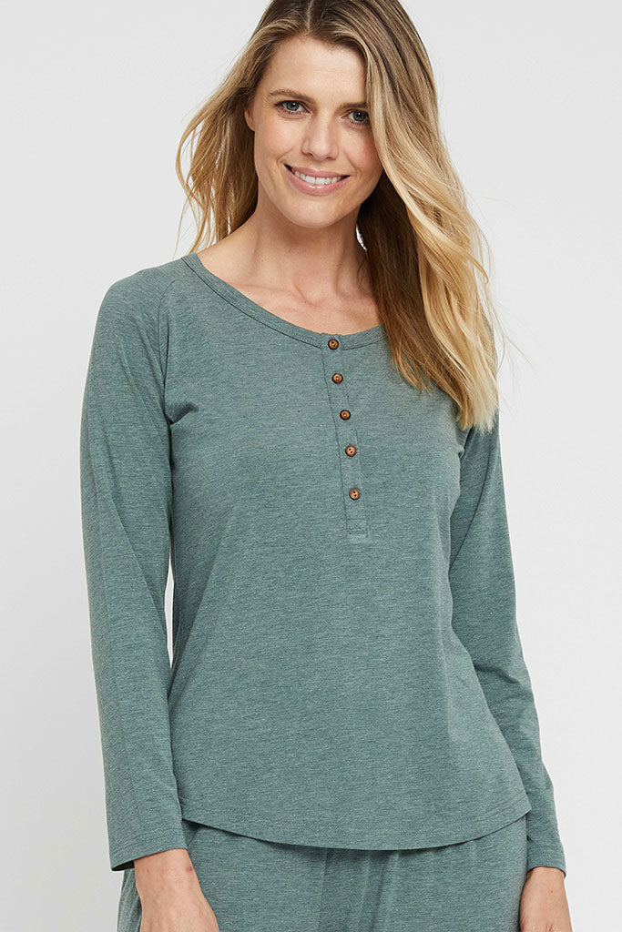 Henley PJ Set - Moss Green