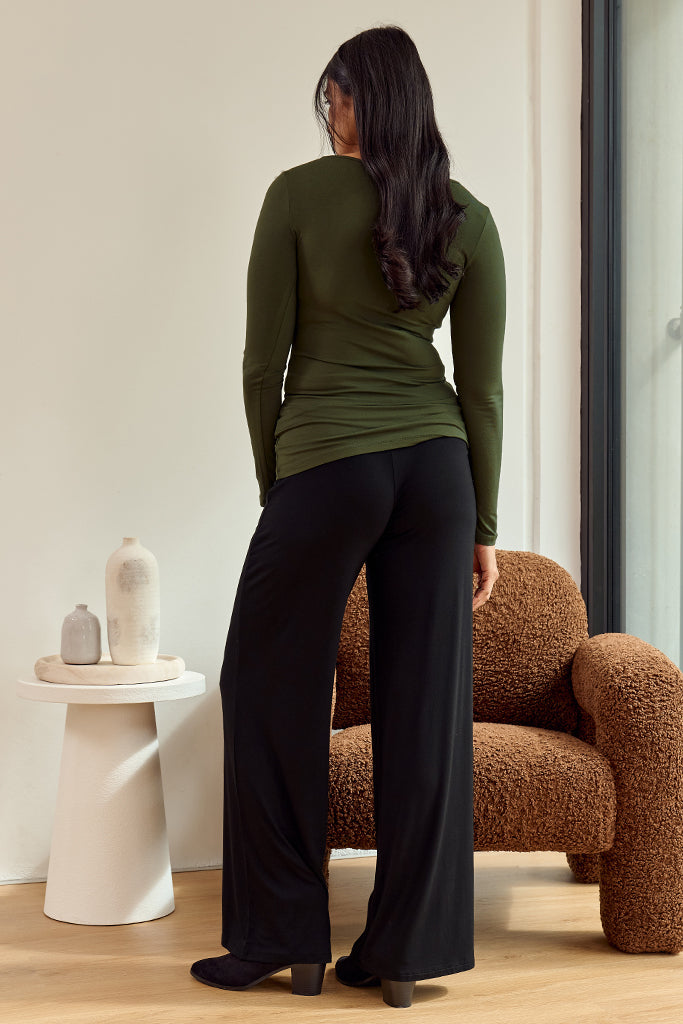 Long Sleeve V Neck - Moss