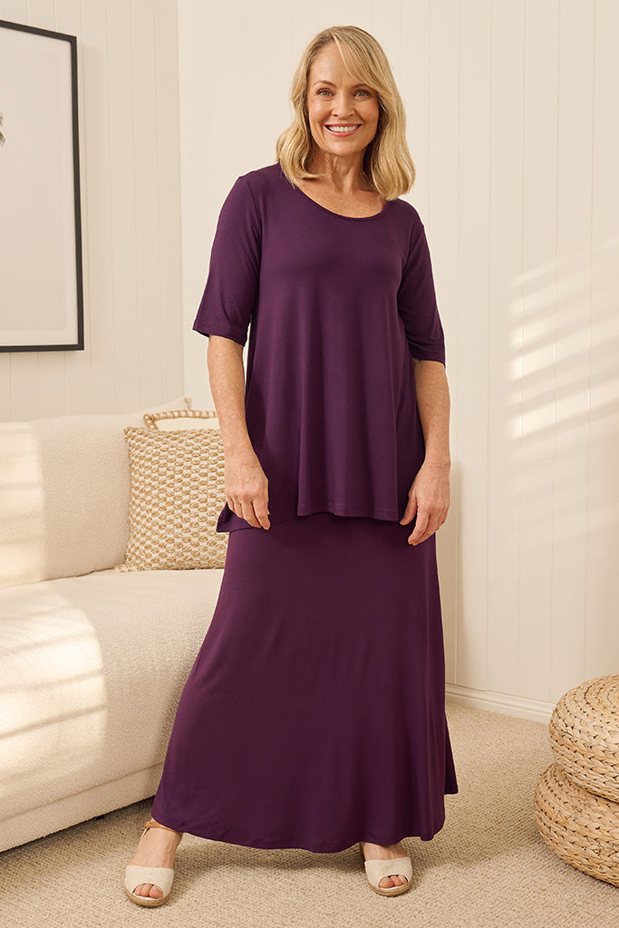 Lana Long Skirt - Plum