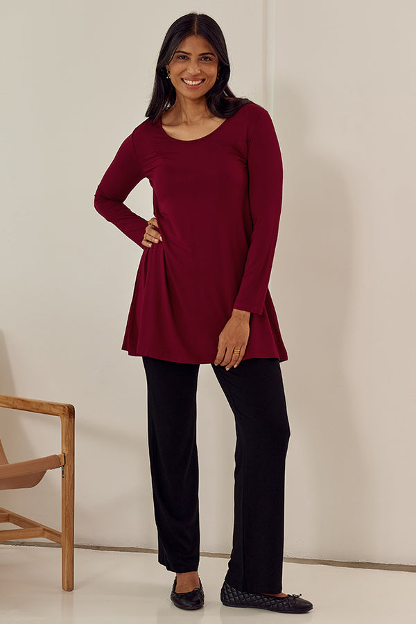 Leanne Tunic - Rich Red | Long Bamboo Tops