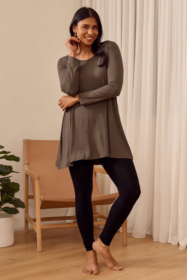 Leanne Tunic - Slate | Long Bamboo Tops | Bamboo Body
