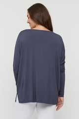 Liv Long Sleeve Slouch Top - Storm