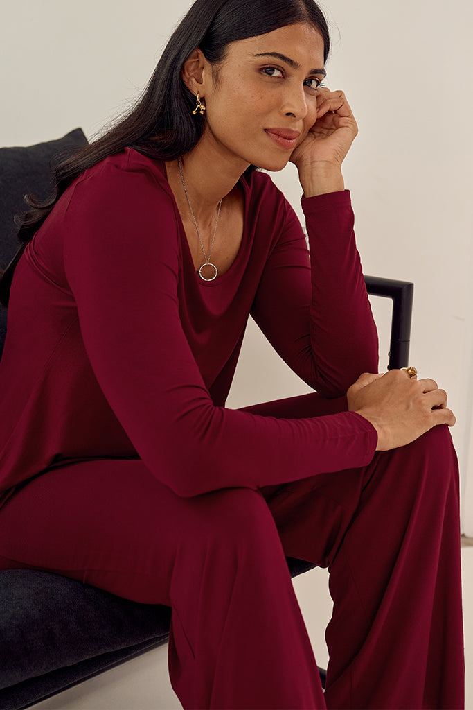Luxe Wide Leg Pants - Rich Red