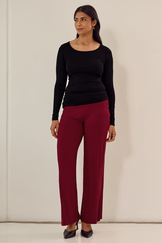 Luxe Wide Leg Pants - Rich Red
