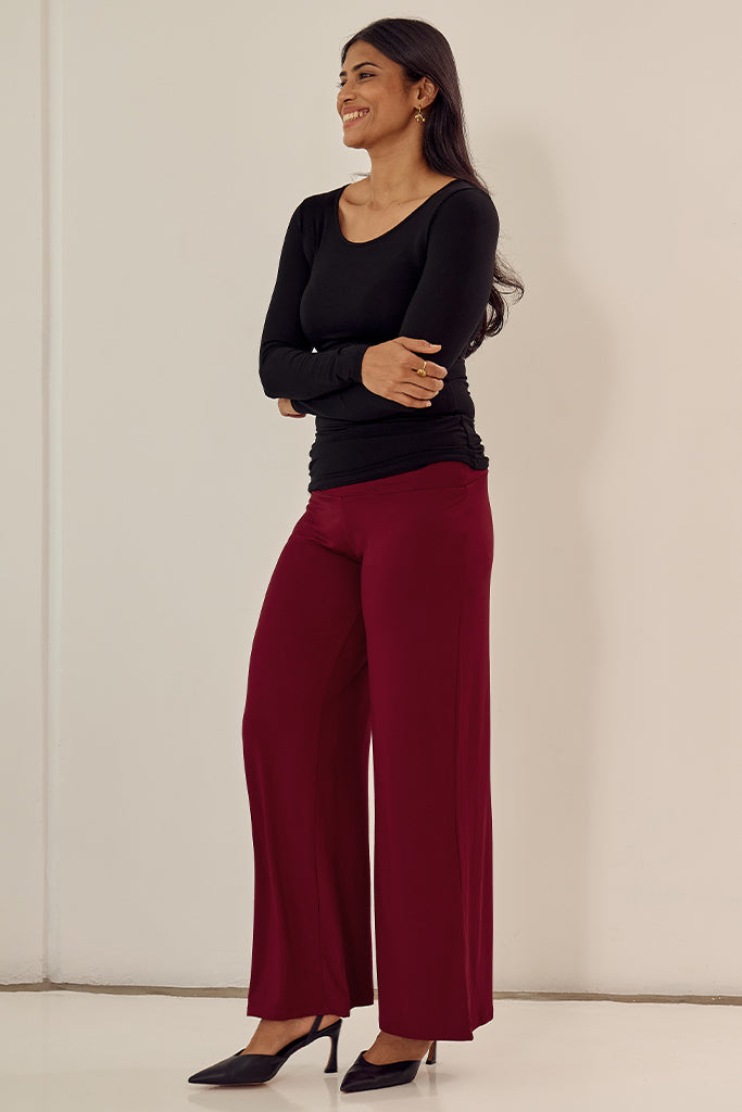 Luxe Wide Leg Pants - Rich Red