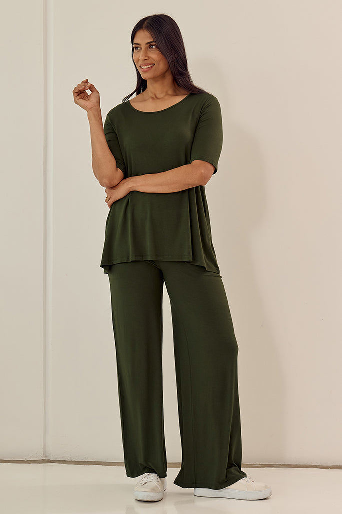 Luxe Wide Leg Pants - Moss