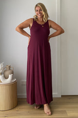 Bamboo Maxi Dress - Burgundy