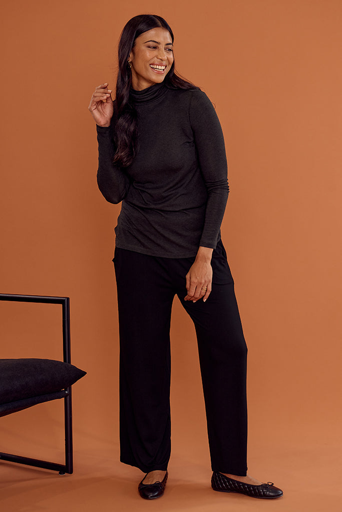 Maya Turtle Neck Knit - Charcoal