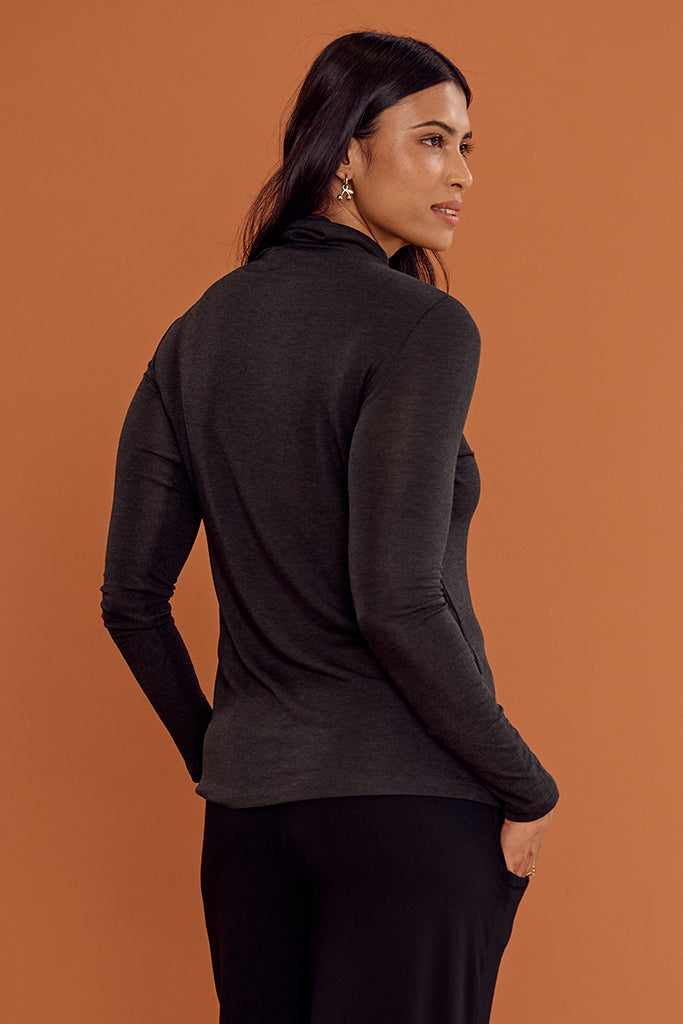 Maya Turtle Neck Knit - Charcoal