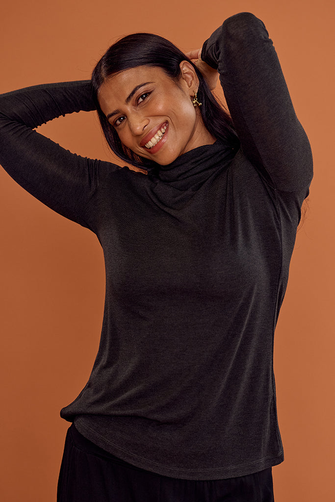 Maya Turtle Neck Knit - Charcoal
