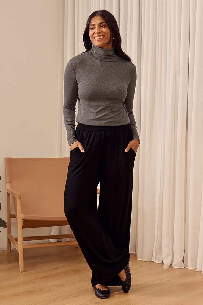 Maya Turtle Neck Knit - Grey Marle