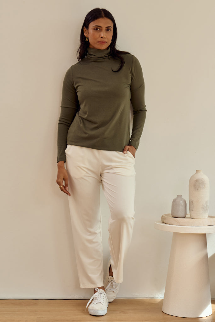 Maya Turtle Neck Knit - Khaki