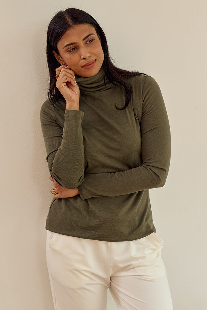 Maya Turtle Neck Knit - Khaki