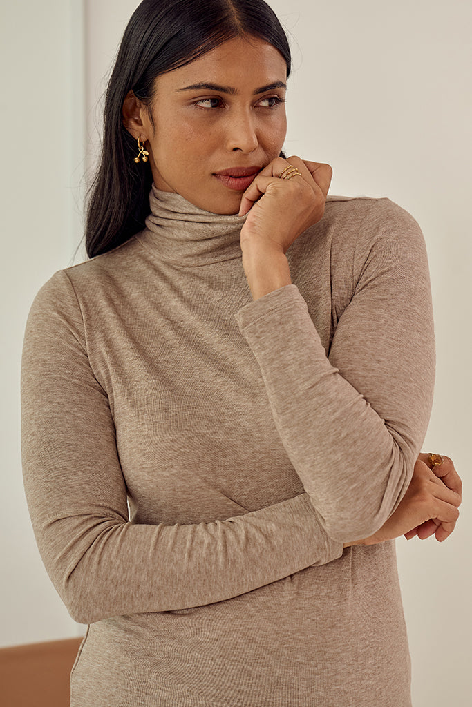 Maya Turtle Neck Knit - Oatmeal