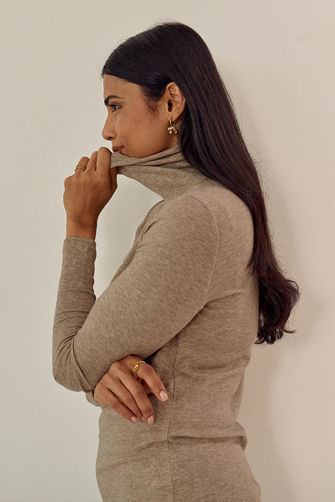 Maya Turtle Neck Knit - Oatmeal