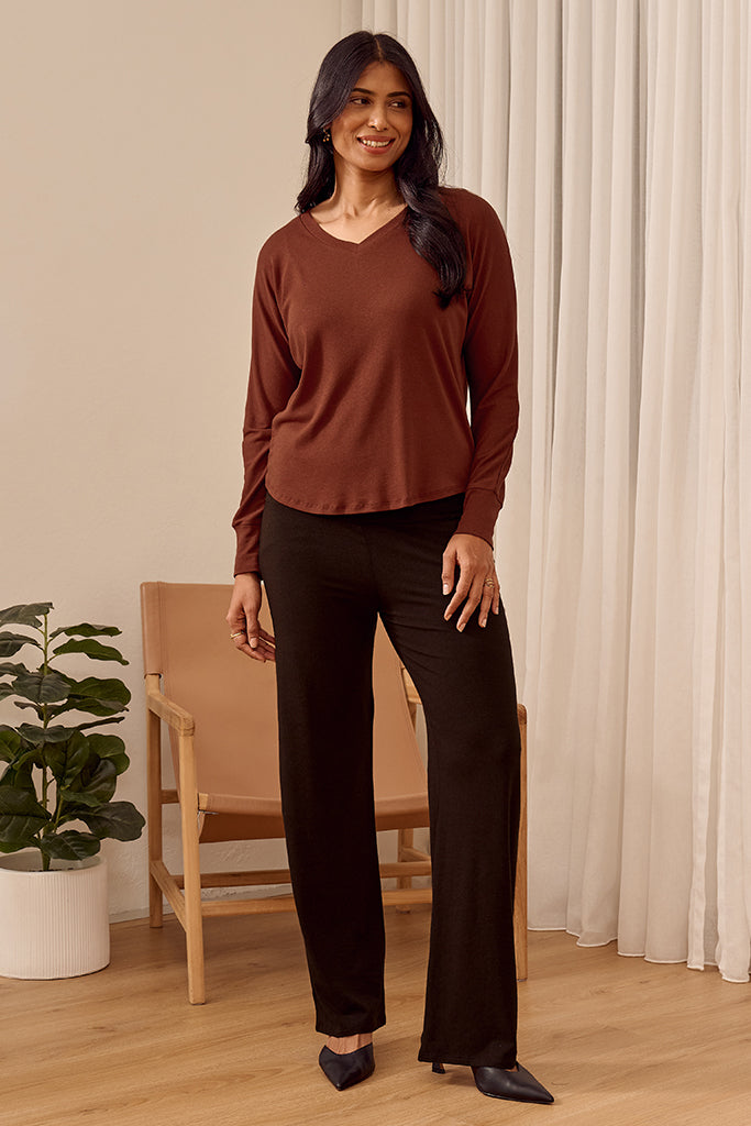 Nell Dolman Sleeve Knit Top - Rust