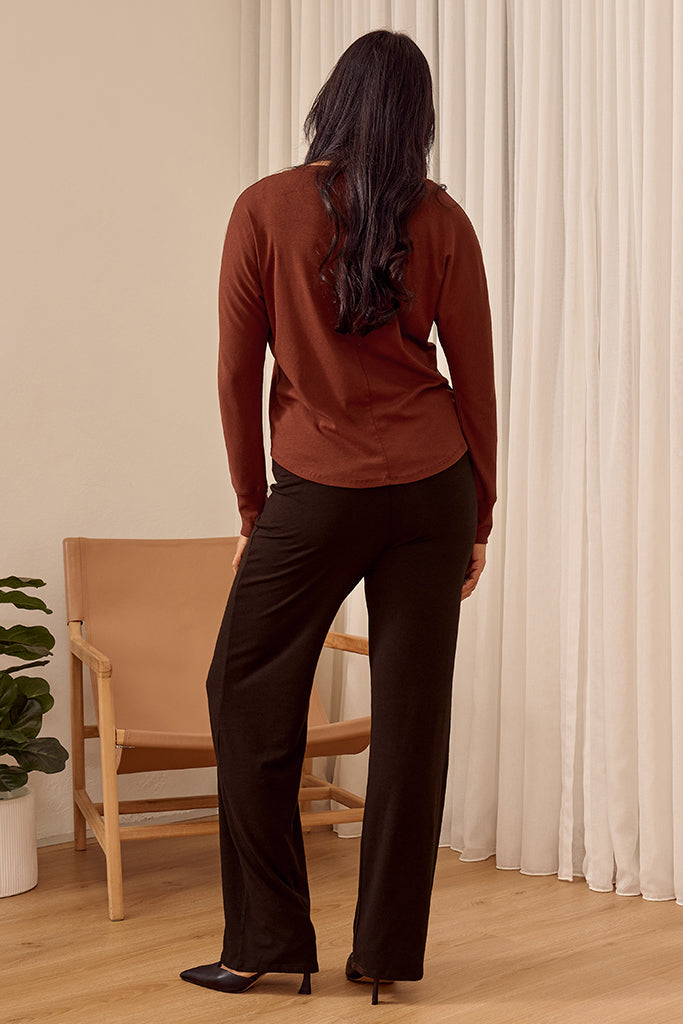 Nell Dolman Sleeve Knit Top - Rust