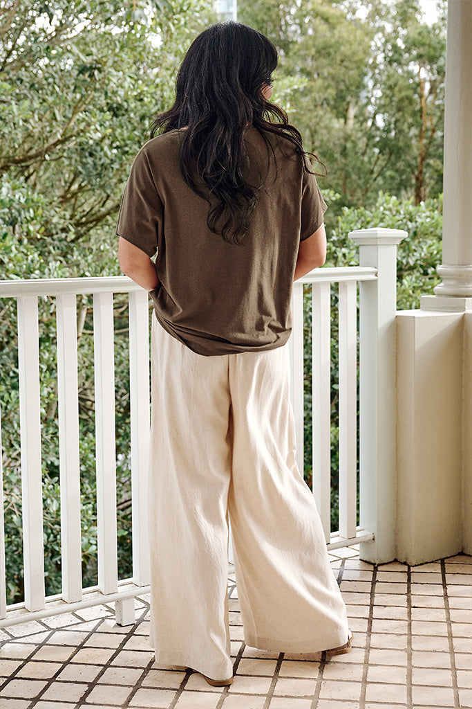 Bamboo Linen Pax Tee - Coffee