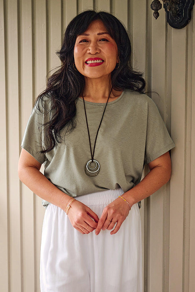 Bamboo Linen Pax Tee - Tea Green