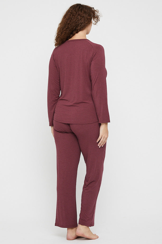 Henley PJ Set - Burgundy