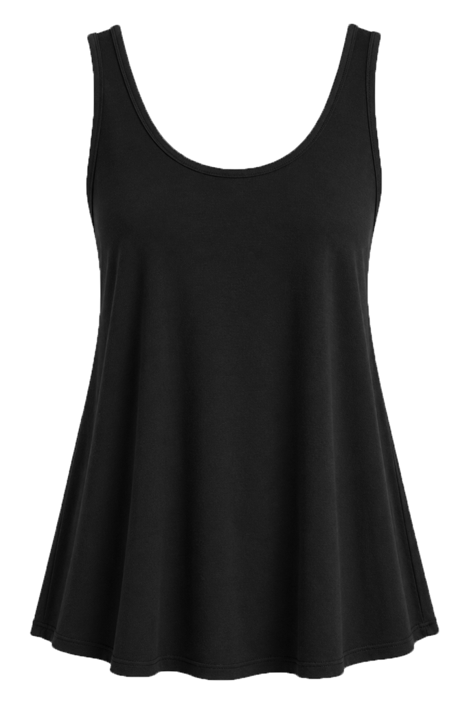 Bamboo Linen Relaxed Singlet - Black