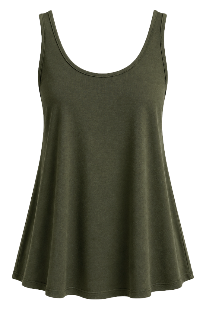 Bamboo Linen Relaxed Singlet - Moss